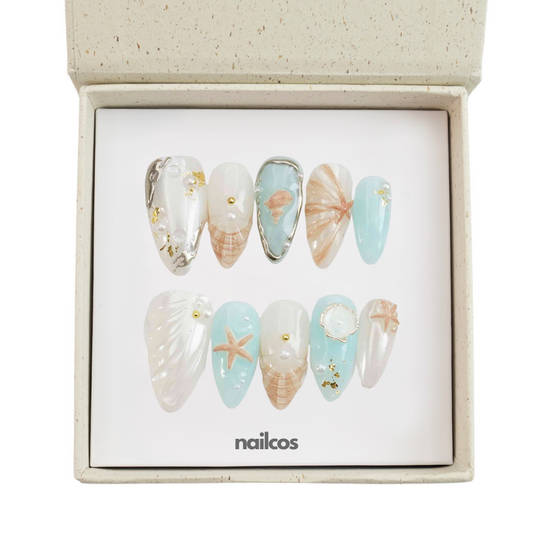 Ocean Whisper Short Almond 3D,Ocean,Summer