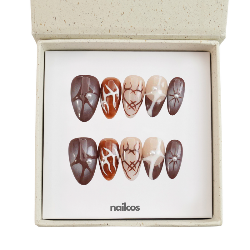 Pearl Burn Short Almond Autumn,Painted