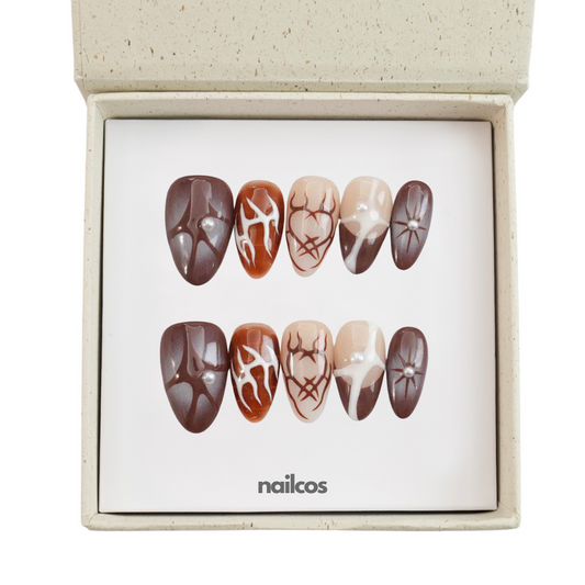 Pearl Burn Short Almond Autumn,Painted