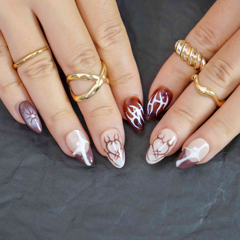 Pearl Burn Short Almond Autumn,Painted