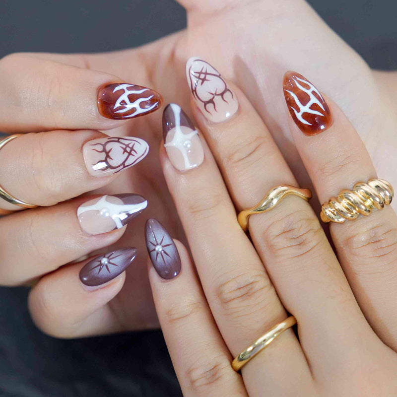 Pearl Burn Short Almond Autumn,Painted
