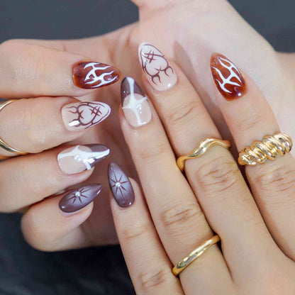 Pearl Burn Short Almond Autumn,Painted