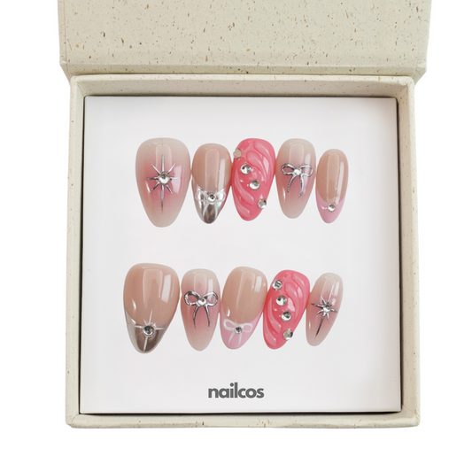 Holo Blush Short Almond Chrome,3D