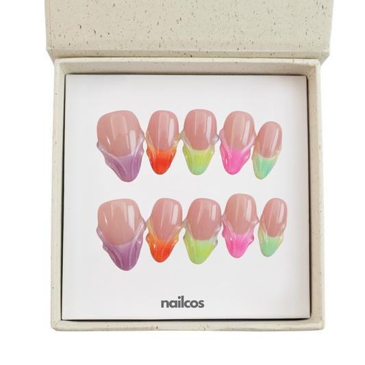 3D Rainbow French Short Almond French