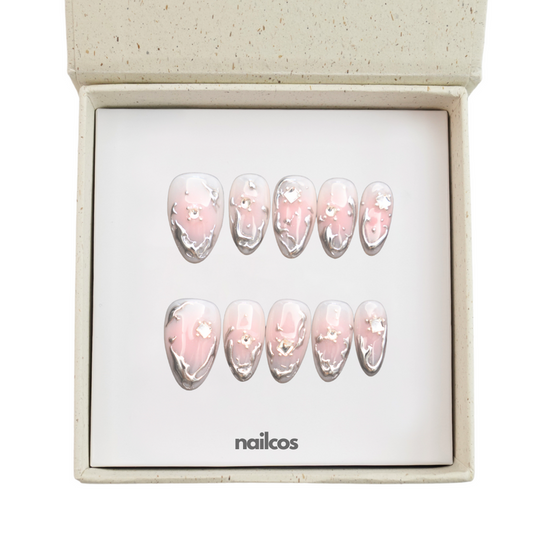 Melty Stardust Short Almond Chrome Press-on Nails