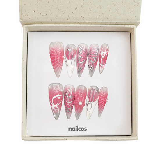 Fairy Circui Stiletto Chrome,Painted Press-on Nails