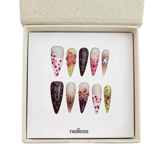 Blush Garden Stiletto 3D Floral Press-on Nails