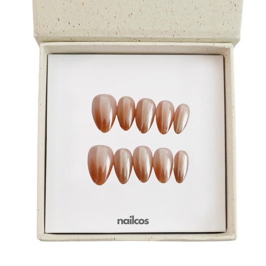 Golden Hour Short Almond Ombre,Glazed Press-on Nails