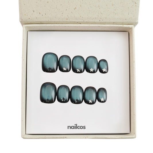 Midnight Star Squoval Cat Eye Press-on Nails