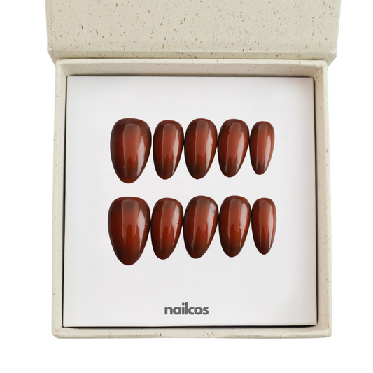 Chestnut Short Almond Aura Press-on Nails