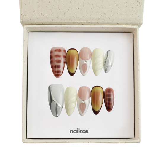 Amber Glow Medium Almond Animal Print,Autumn Press-on Nails