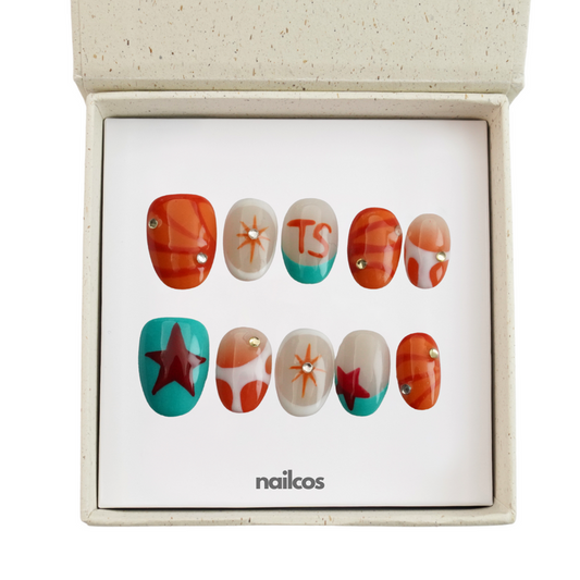 Star Pop Short Round Painted,Celebrity Merch Press-on Nails