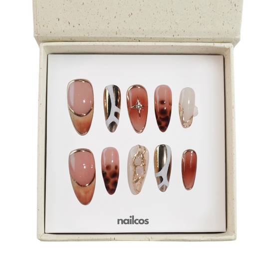 Aria Medium Almond Painted Press-on Nails