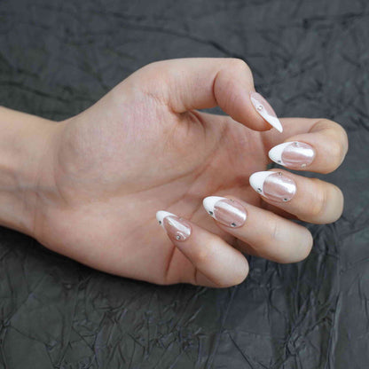 Pearl French Shiny Short Almond French,Glazed