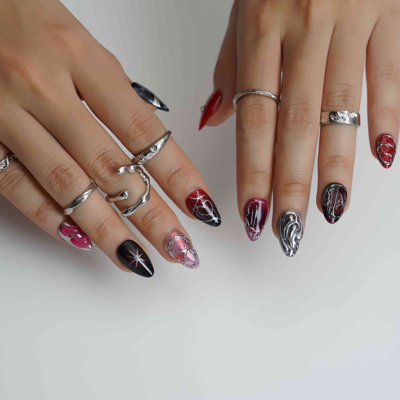 Red Stone Short Almond Chrome