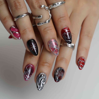 Red Stone Short Almond Chrome