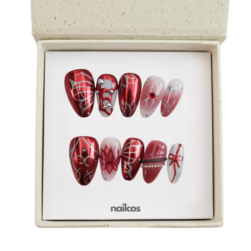 Crimson Lotus Short Almond Chrome