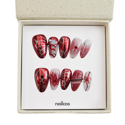 Crimson Lotus Short Almond Chrome