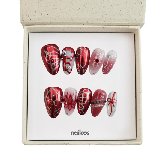 Crimson Lotus Short Almond Chrome
