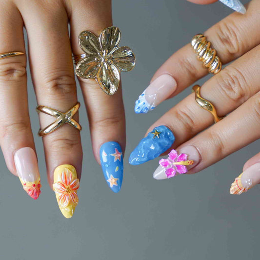 Summer Crush Midium Almond 3D Floral,Ocean,Summer
