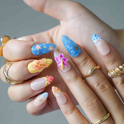 Summer Crush Midium Almond 3D Floral,Ocean,Summer