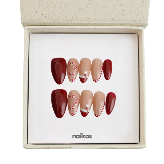 Candy Cane Medium Almond Christmas / Winter Press-on Nails